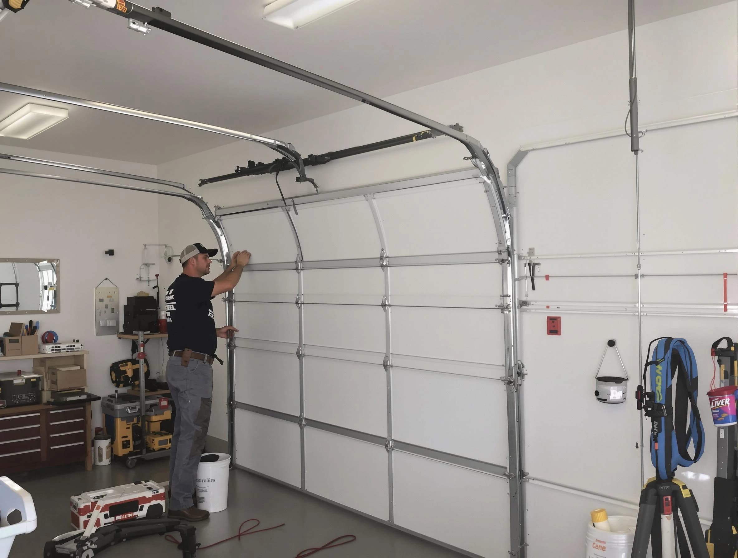 Tewksbury Garage Door Repair team installing new garage door in Tewksbury