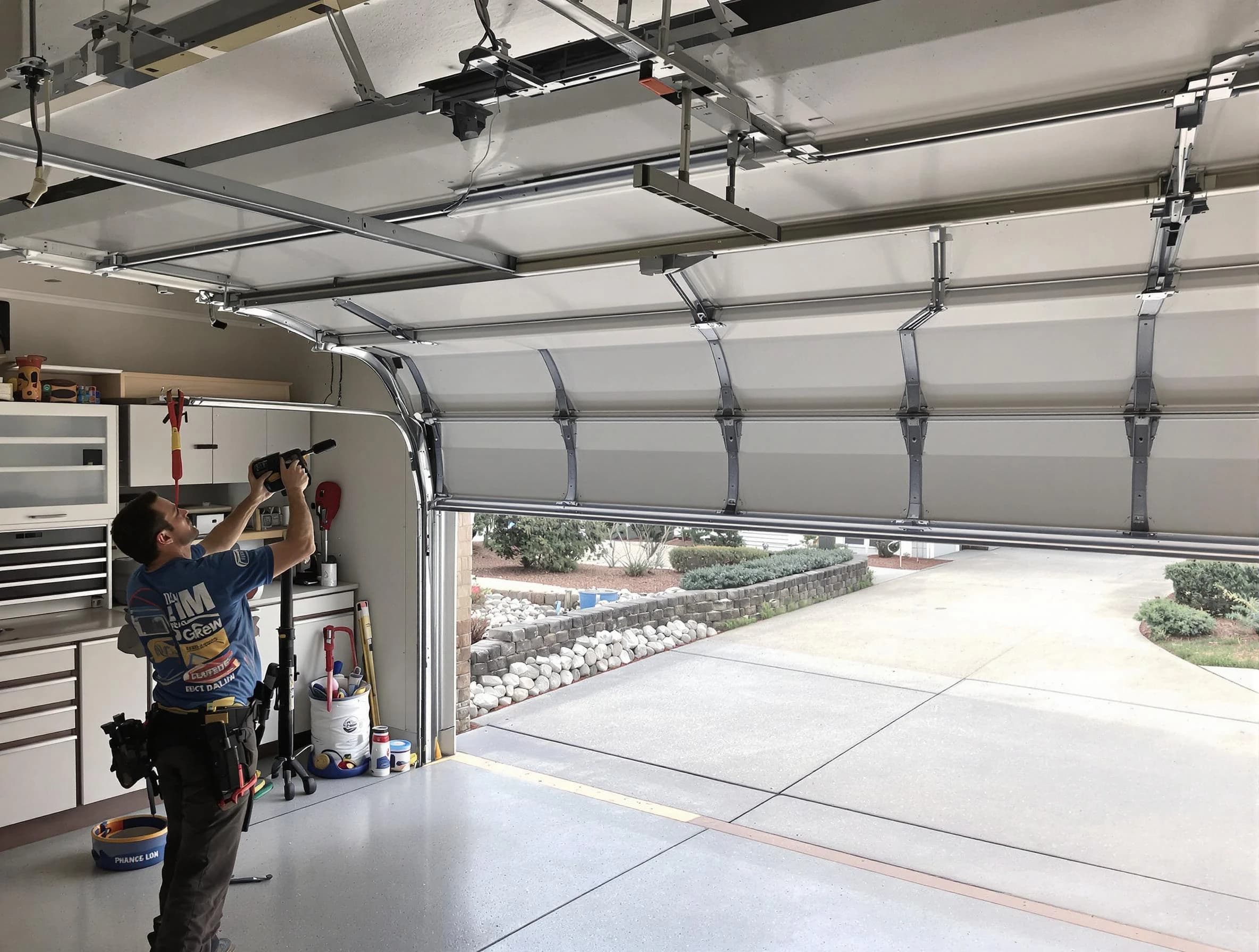 Garage door track repair service by Tewksbury Garage Door Repair in Tewksbury