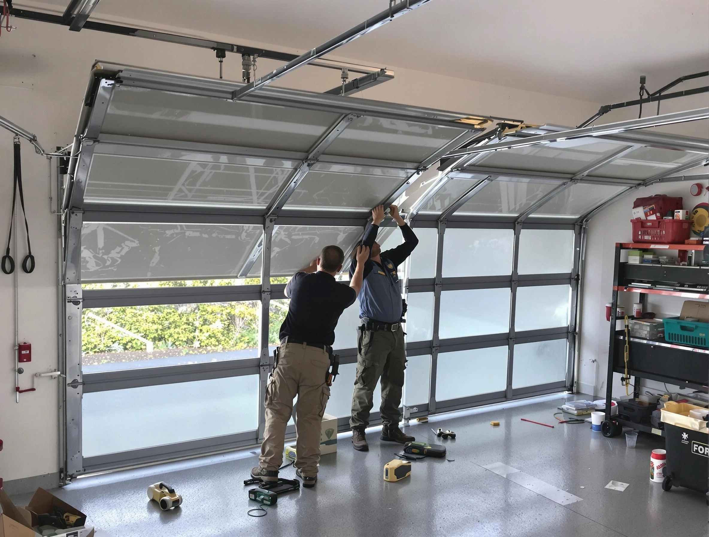 Tewksbury Garage Door Repair expert performing precise panel replacement on Tewksbury garage door