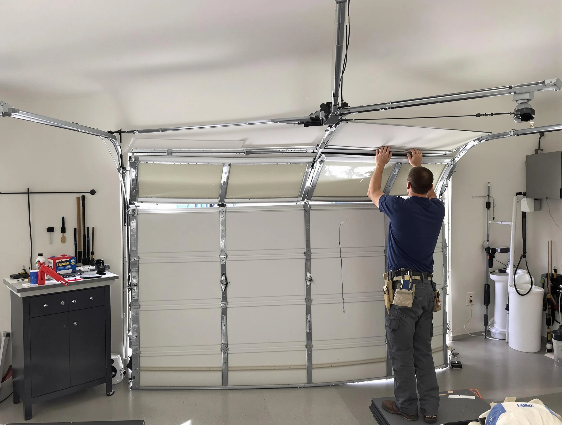 Tewksbury Garage Door Repair specialist performing precise section replacement on Tewksbury garage door