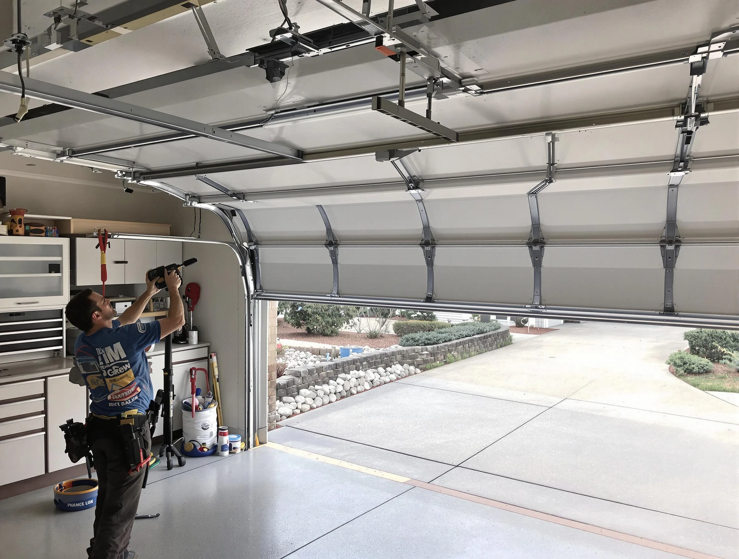 Garage door track repair service by Tewksbury Garage Door Repair in Tewksbury